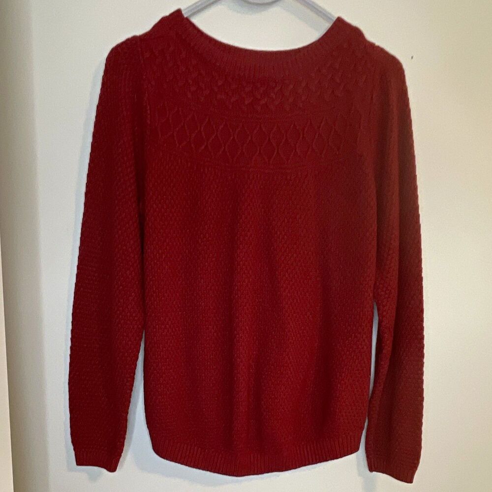 Croft & Barrow Woman’s Red Cable-Knit Crew Neck Pullover Sweater Acrylic M
